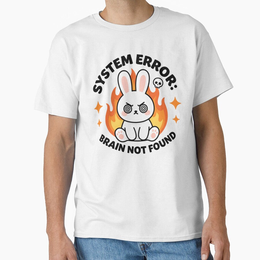 System Error Brain Not Found Funny Angry Flame Bunny by TreasureOfAna
