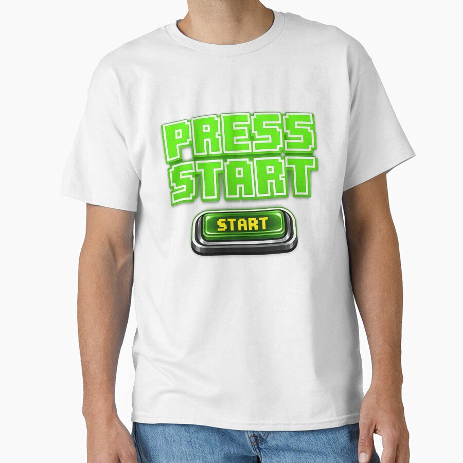 Press Start - Retro Arcade Gaming T-Shirt Design by PixelThumbPrint