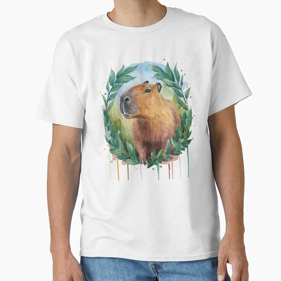 Cute watercolor capybara king of chill by Ann Miu Deluxe