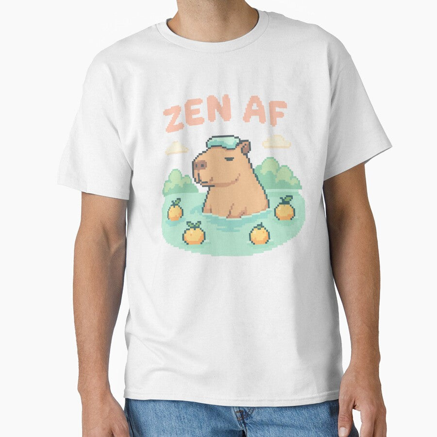 Zen AF Capybara – Hot Spring Pixel Art Chill Vibes by NaturePixel