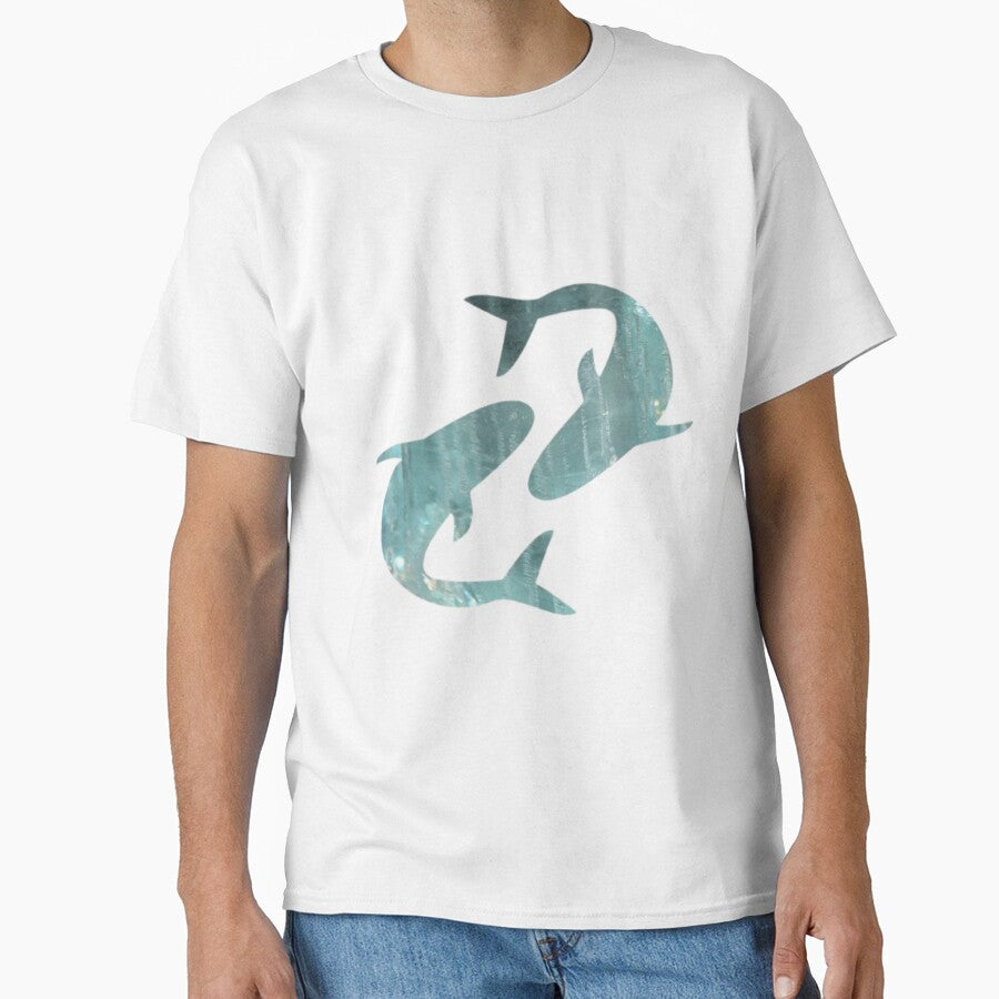Pisces Zodiac Symbol Silhouette Design With March Birthstone Aquamarine Background by TacoRose