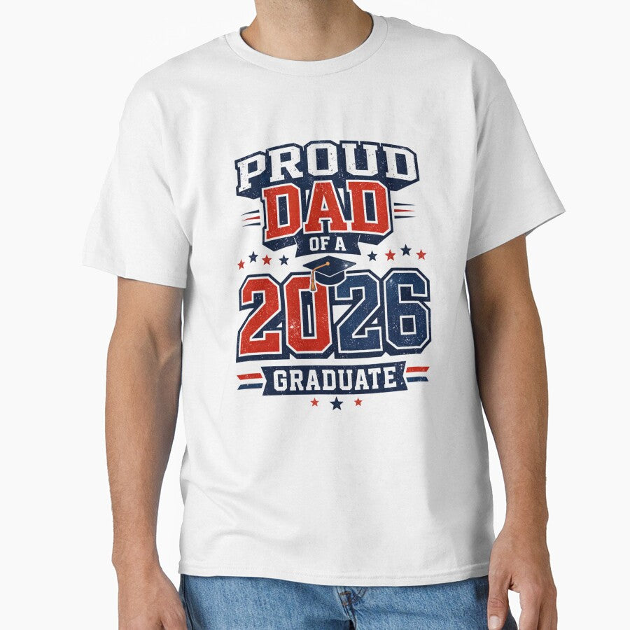 Proud Dad Class of 2026 Graduation Shirt – Varsity Style Design by EventDrop