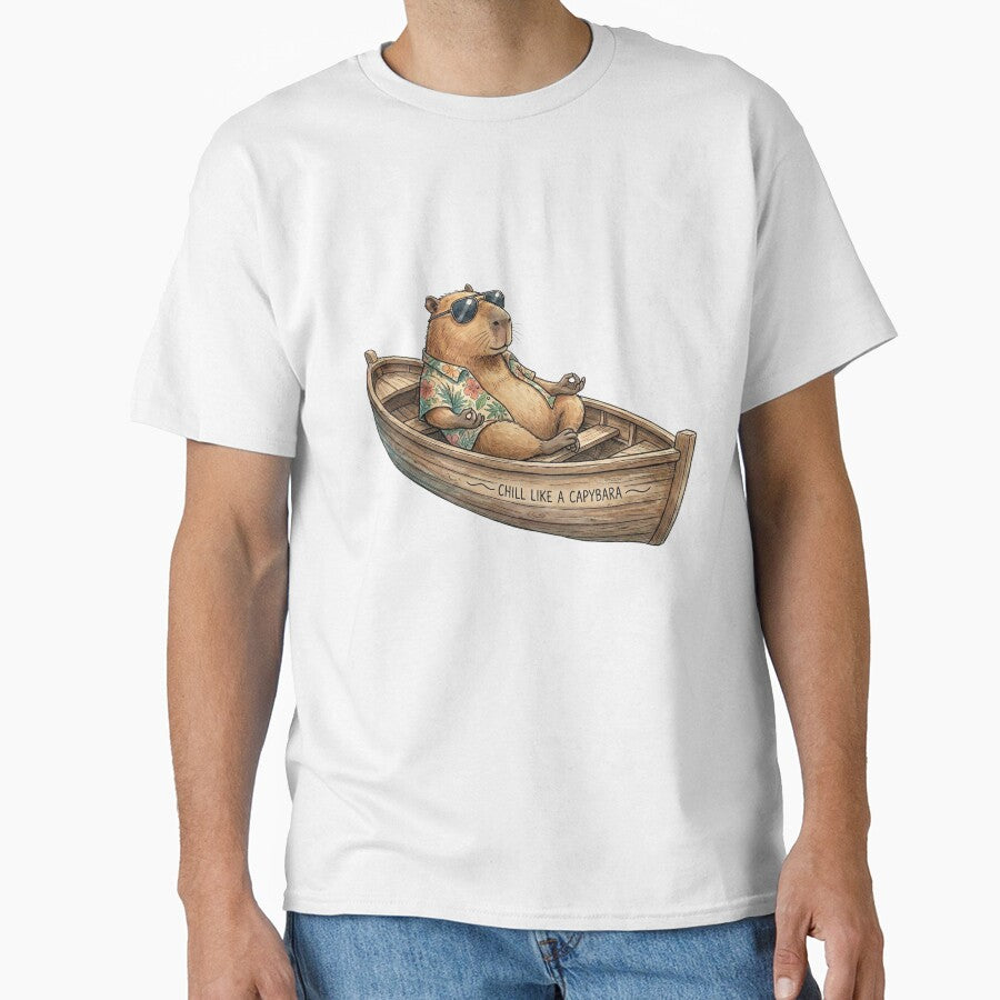 Chill Like a Capybara | Cool Funny Animal in Boat Watercolor by Pixeloom Store