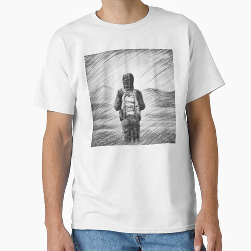 Abstract Pencil Art of a Lonely Backpacker Standing with a Beautiful Landscape Background by Parag's Travel Shop