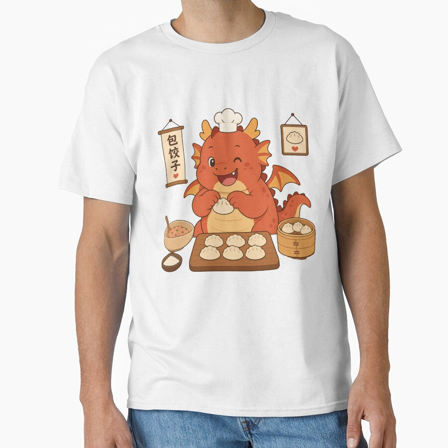 Cute Dragon Dumpling Chef Kawaii Chinese Food Art | Baozi Dragon Cartoon by MonkeyVibe