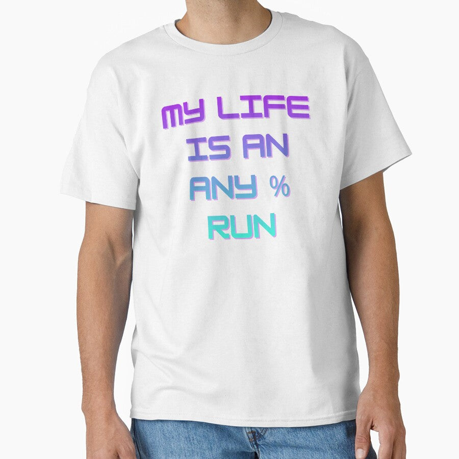 Neon Cyber Speedrun Quote – My Life Is an Any% Run by PHRASEandSTYLE