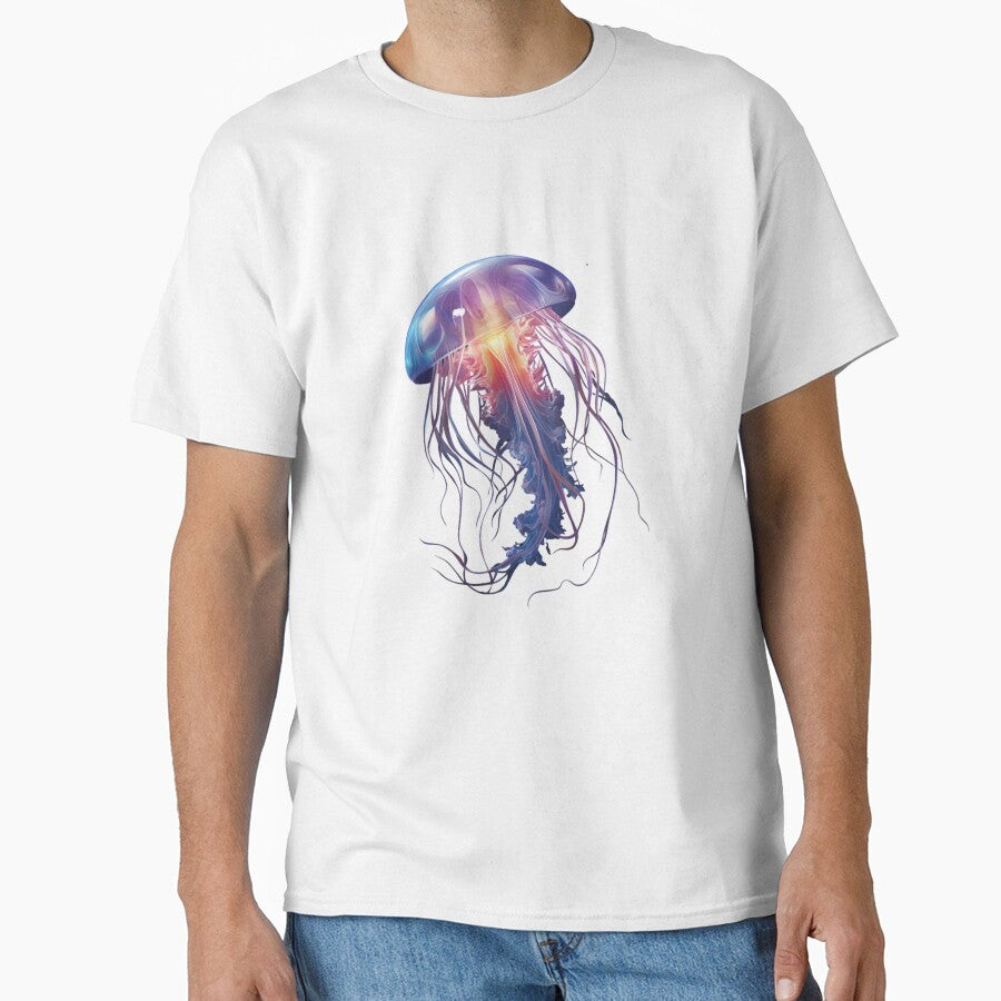 Glowing Jellyfish Swimming in the Deep by stainedglass101