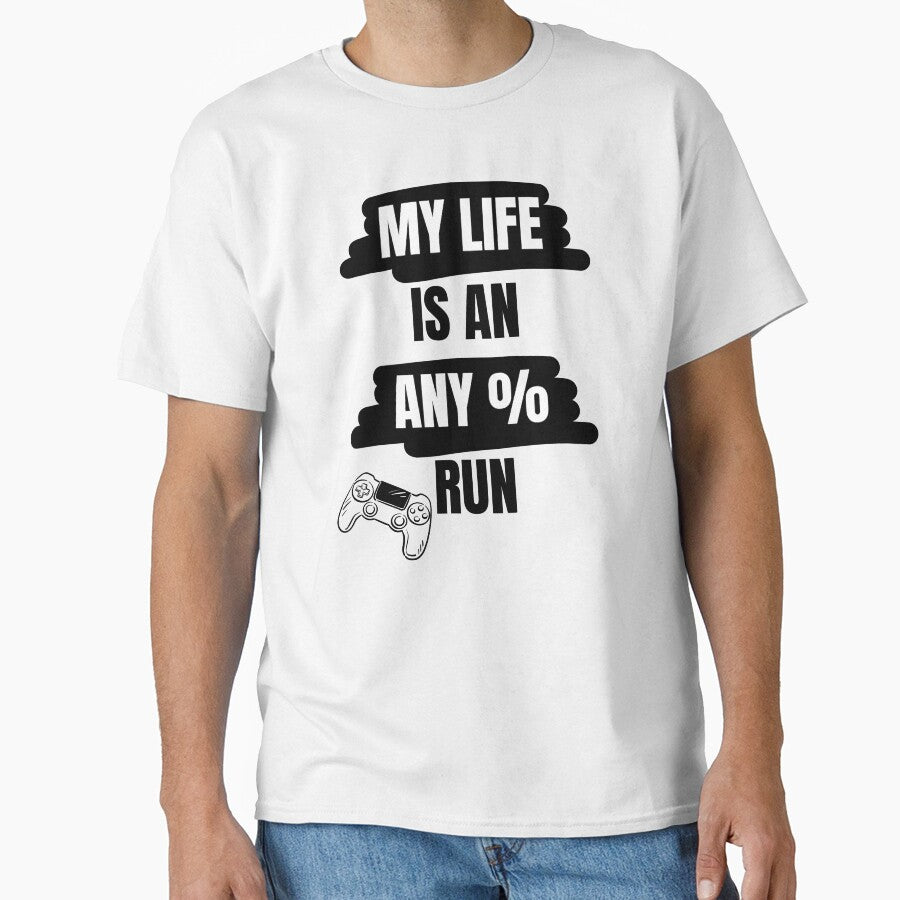Bold Brushstroke Gamer Quote with Controller – My Life Is an Any% Run by PHRASEandSTYLE