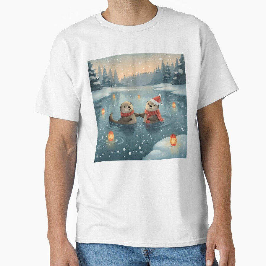 Floating Winter Love – Sea Otters in Snowy Waters by WildlifeWhimsy