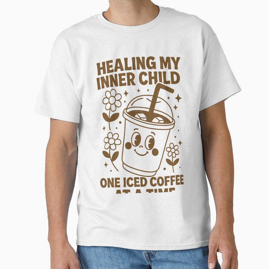 Healing My Inner Child One Iced Coffee at a Time | Cute Vector Drawing | Illustration | Pop Art | Quotes by LulaLinhDesigns