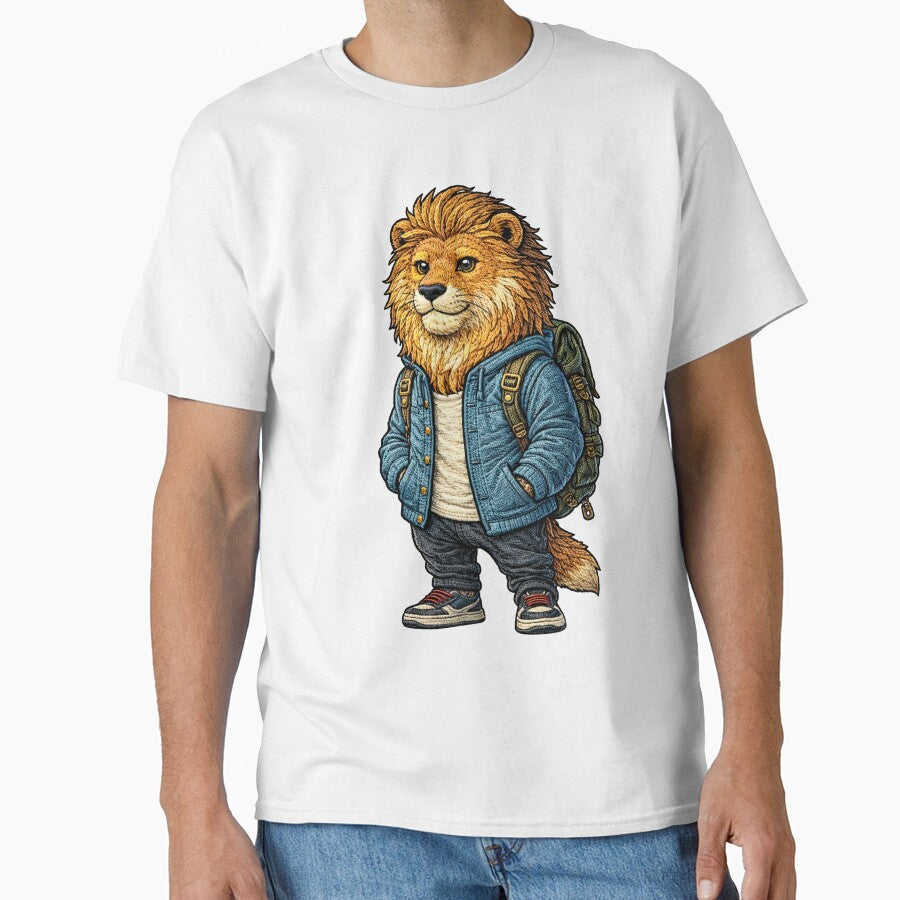 Travel Nomad Lion – Embroidered Patch Style Adventure Streetwear Animal Art by ColorSplash123