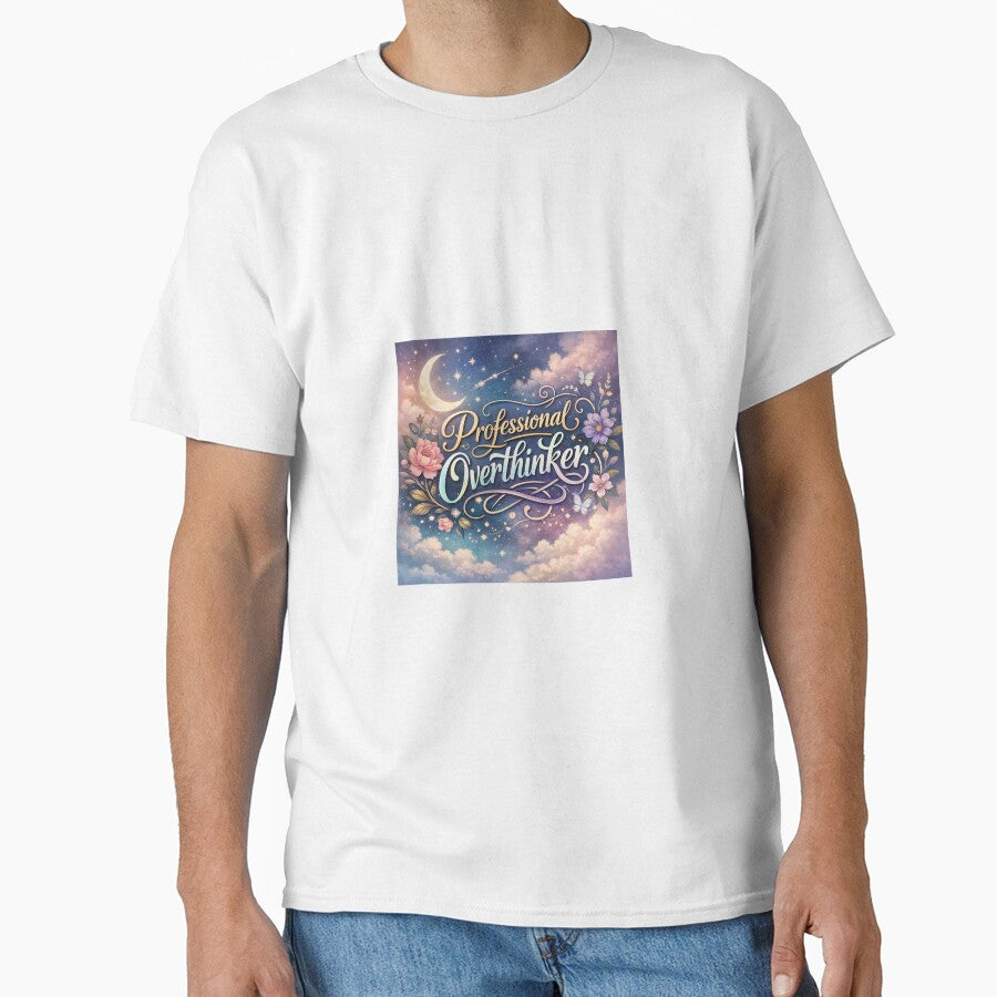 Professional Overthinker Aesthetic Quote – Dreamy Celestial Typography Design by Sanika arts