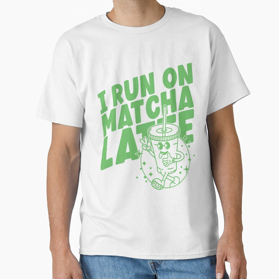 I run on matcha latte, cute and funny retro Matcha latte lovers by emmjott