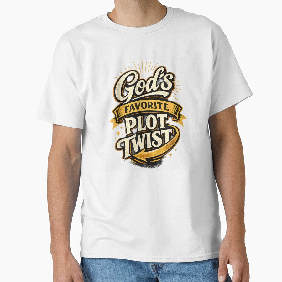 Gods Favorite Plot Twist Retro Typography Christian Faith Quote Aesthetic Design by YubitaLeLe