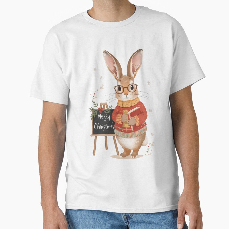 Teacher Bunny Merry Christmas Design by zoocore