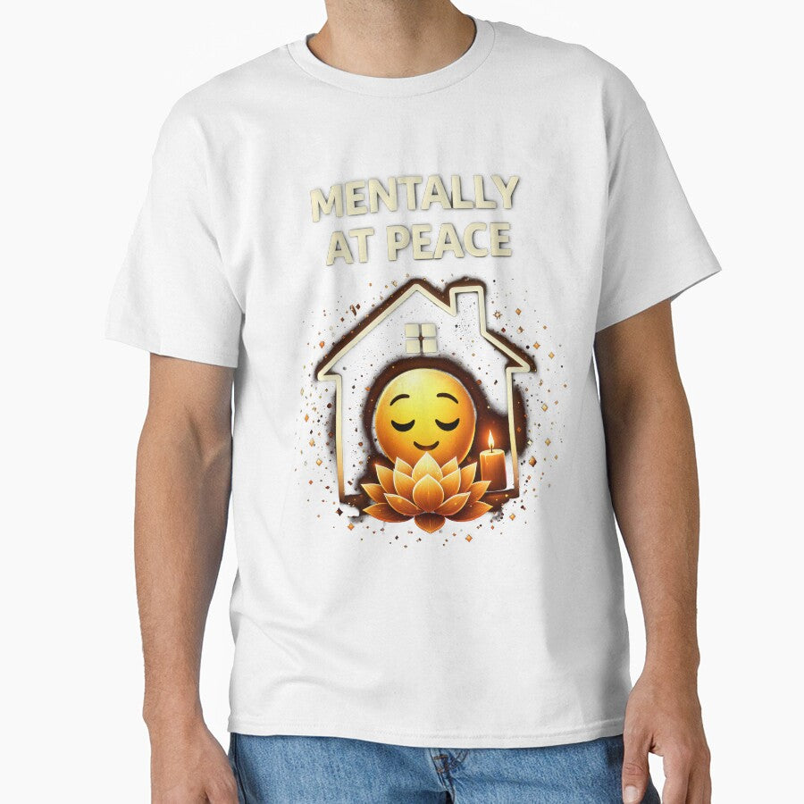 Mentally At Peace Aesthetic | Introvert Calm Mood Tee | Cozy Mental Health Shirt | Soft Minimal Relax Vibes by FunkyVista