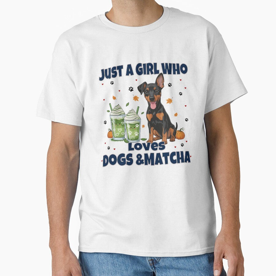 Just a Girl Who Loves Dogs & Matcha – German Pinscher Puppy Cute Cartoon by The Real Life Symphony