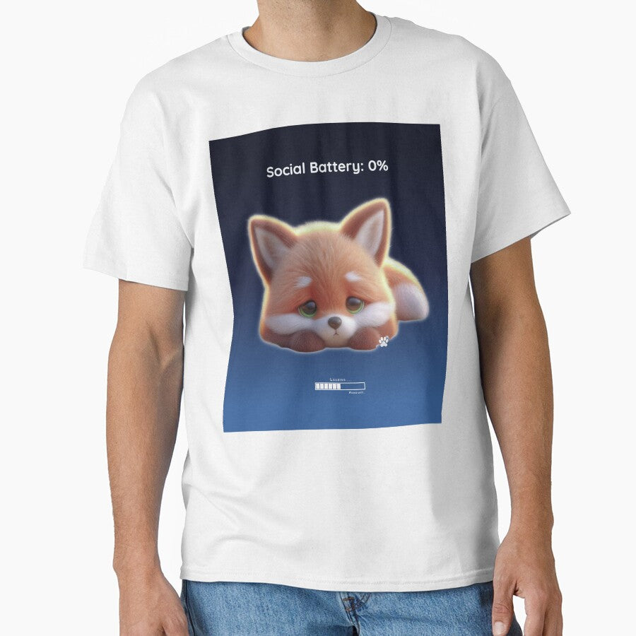 Social Battery 0% Fox – Cute Low Energy Kawaii Animal Night Aesthetic Design by lunadesignsmoon