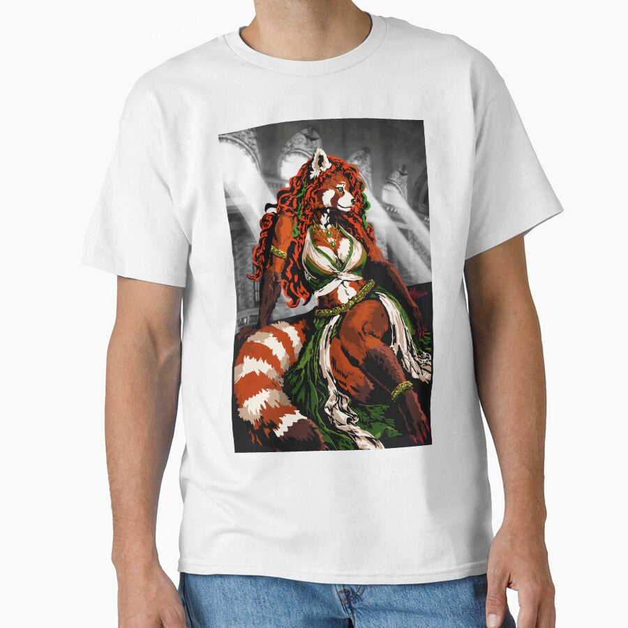 Seated Red Panda in Green & White by KlakkDrawsStuff