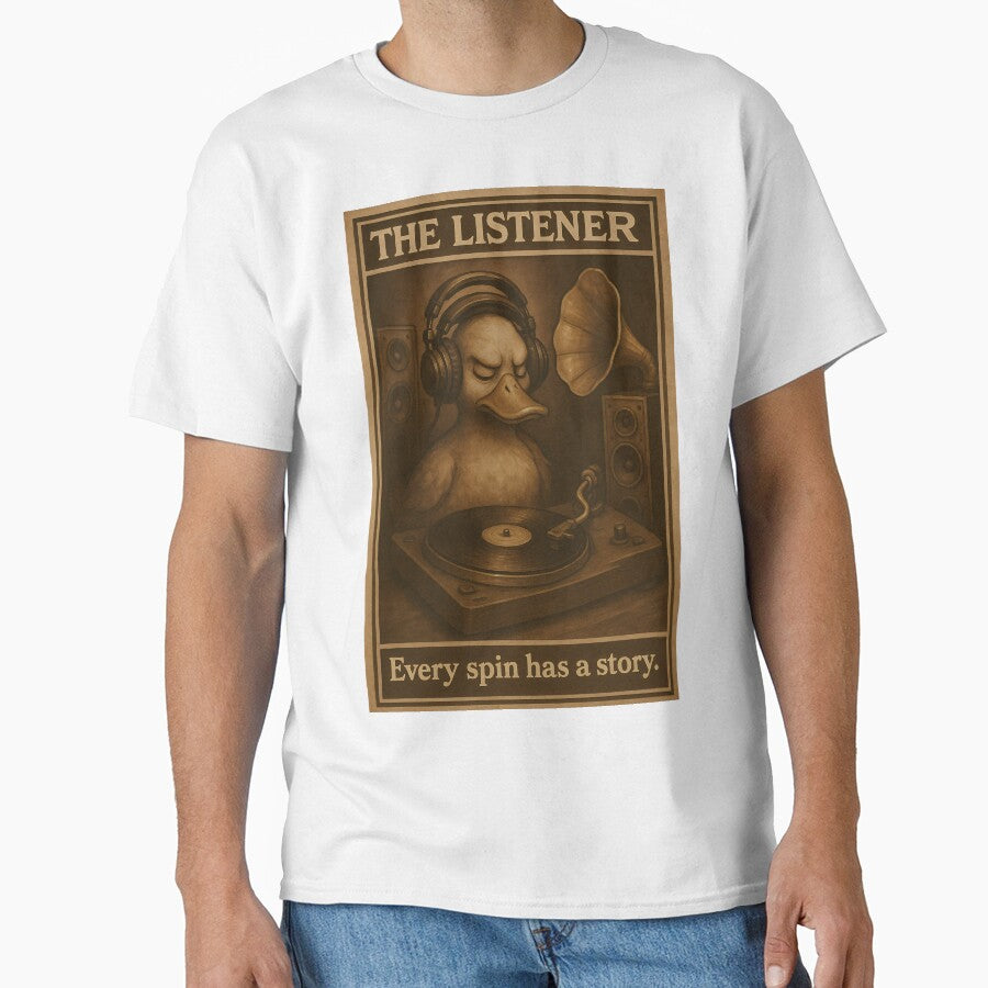 The Listener – Vintage Vinyl Poster (Every Spin Has a Story) by TeeTimeTreasure