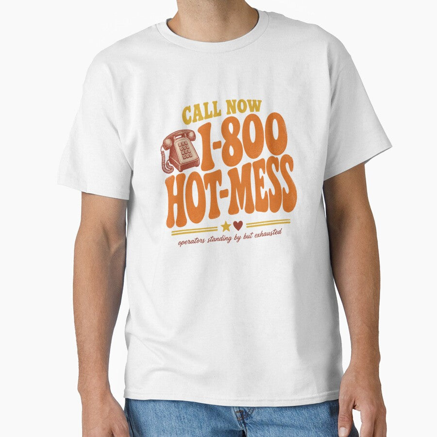 1-800-HOT-MESS Funny Mom Shirt — Retro 70s Mama Tee Mother's Day Gift Mom Life by Notecrea