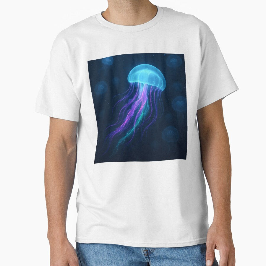 Neon Jellyfish Glow – Vibrant Underwater Art Print for Ocean Lovers by AbstractAuraArt