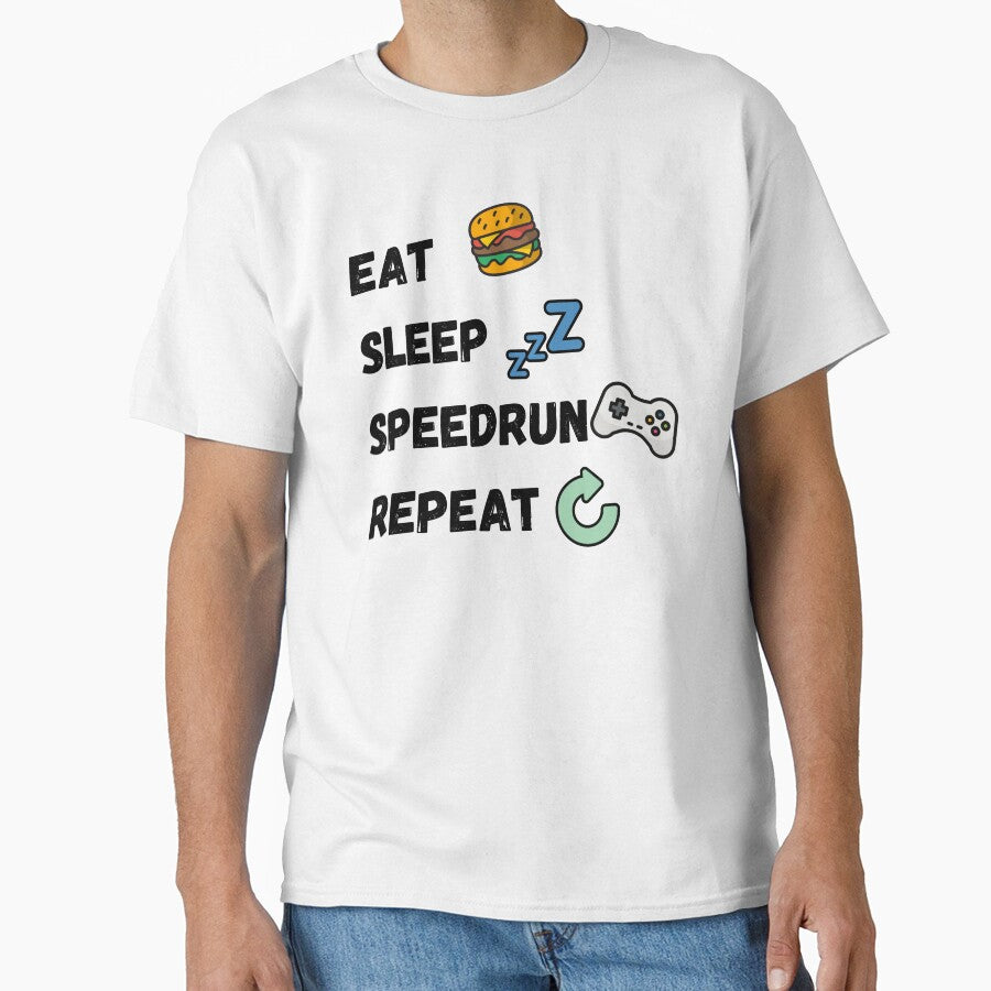 Eat Sleep Speedrun Repeat – Fun Emoji Gamer Quote by PHRASEandSTYLE