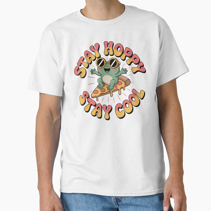 Kawaii Frog, Cute Kawaii Frog Riding On A Pizza Slice by graphic-genie