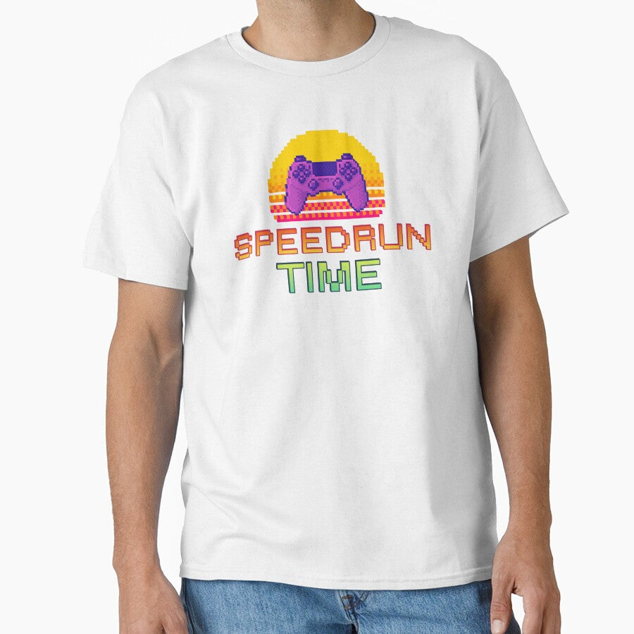 Speedrun Time Retro Sunset Controller – Pixel Art Gaming Style by PHRASEandSTYLE