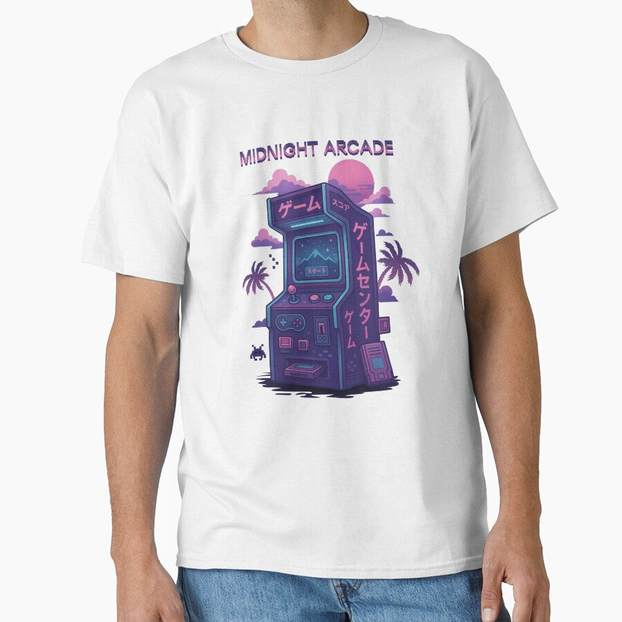 Midnight Arcade – Vaporwave Neon Japanese Arcade Machine Illustration by drawlinershop