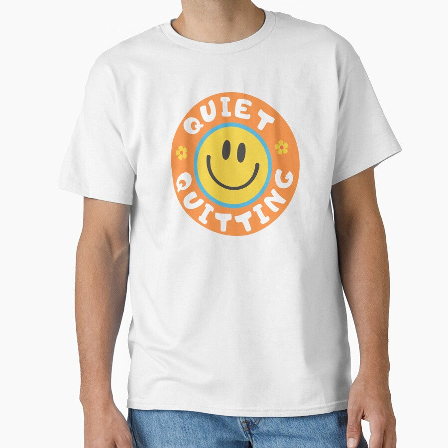 Quiet quitting quote - happy emoji smiley in hippie style by SICK-SENSE