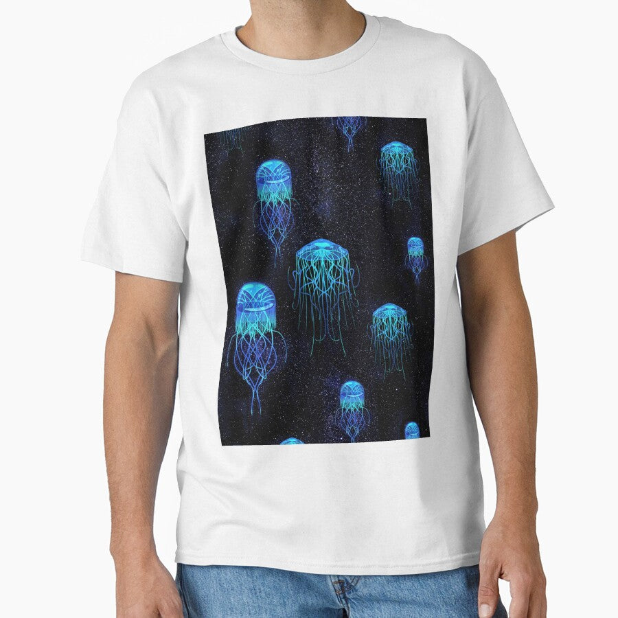 Glowing Jellyfish neon blue backpack by Nishad4