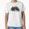 Sweet sea otters holding hands (white background) by Sage8