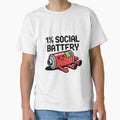 1% Social Battery – Funny Low Energy Meme Battery Cartoon by IODesignsofficial