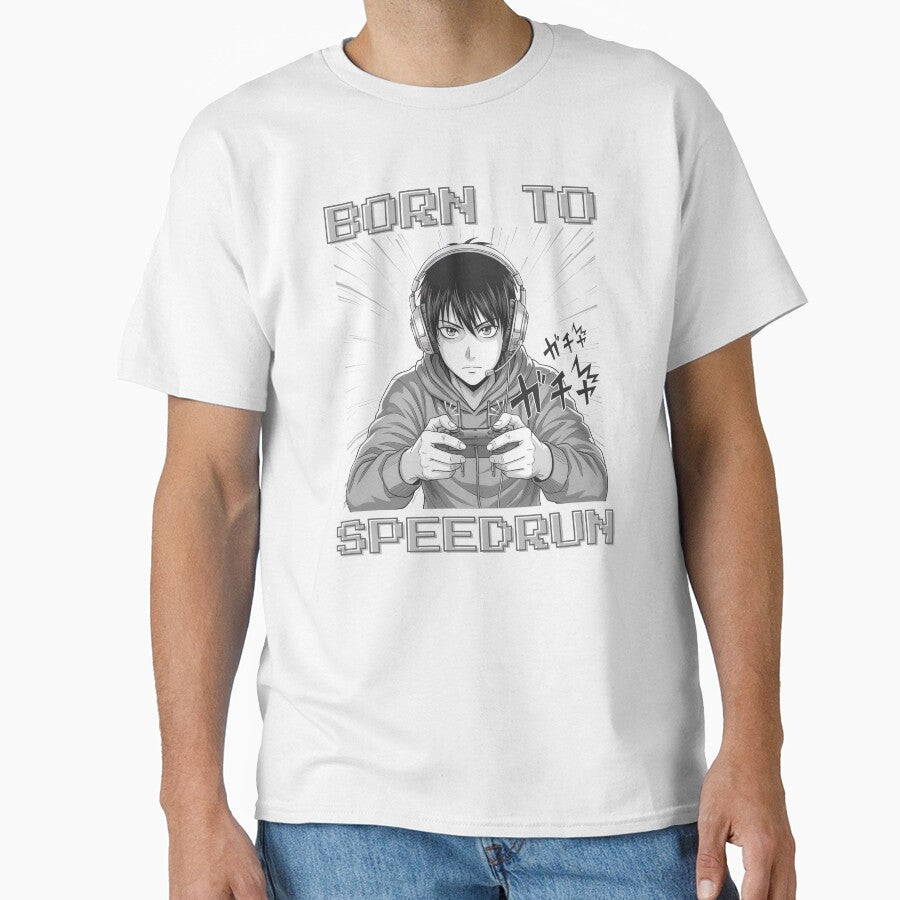 Anime Gamer Art – Born to Speedrun Gaming Illustration by PHRASEandSTYLE
