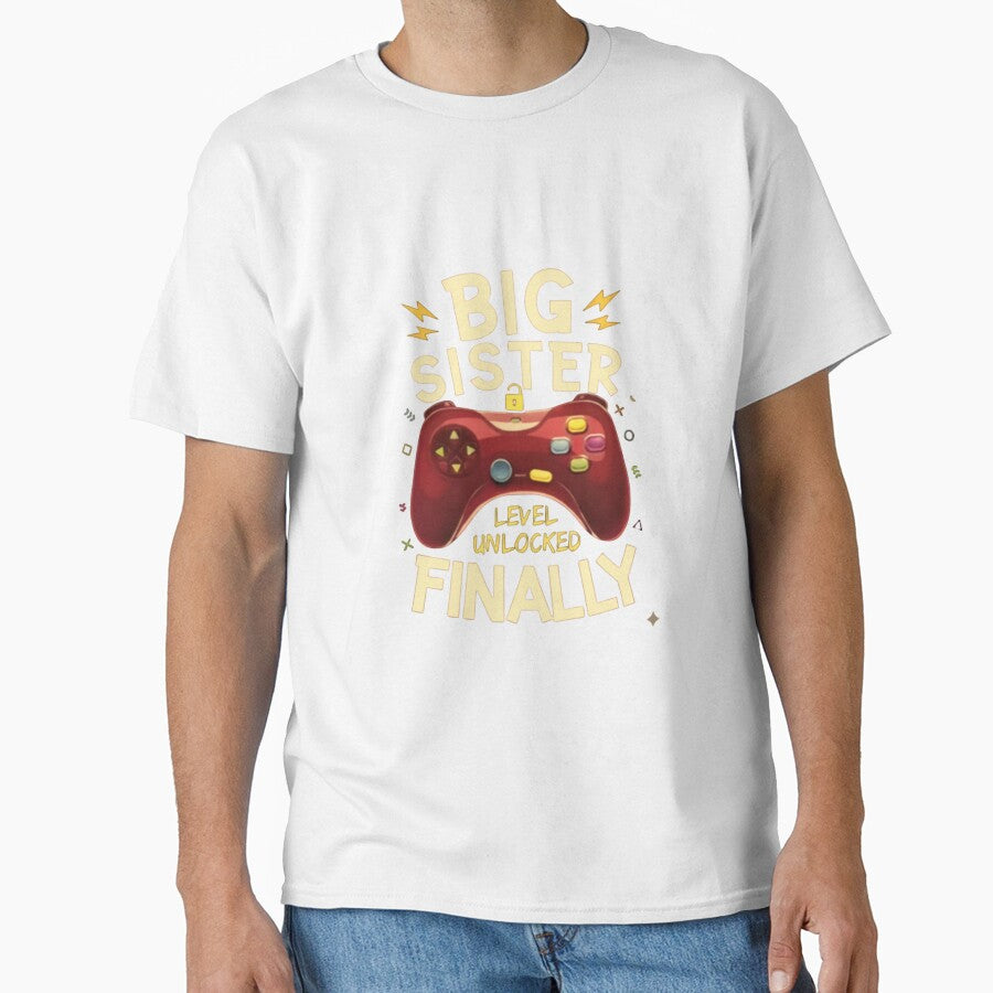 Big Sister Level Unlocked Finally — Cute Gamer Controller Typography by Colorful-Garden