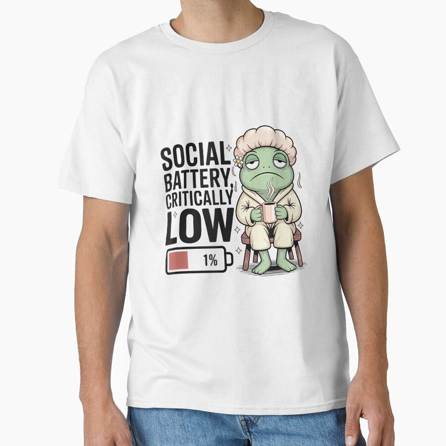 Funny Social Battery Critically Low Frog Introvert by JohnVBurks