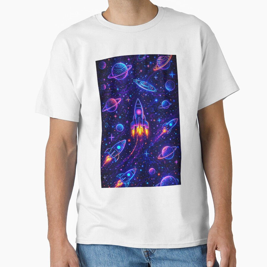 Neon Space Rocket Galaxy Wallpaper | Futuristic Cosmic Aesthetic Art by Expl0rer