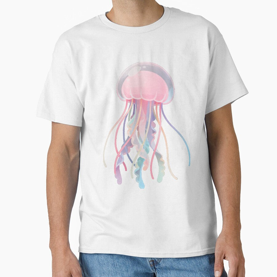Pastel Pink Jellyfish - Dreamy Ocean Animal Illustration by RudArtAI