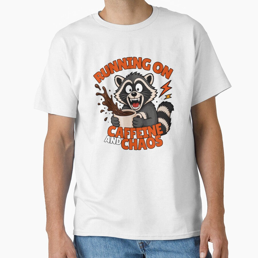 Running On Caffeine And Chaos Funny Raccoon Coffee Lover Sarcastic by GibasVisuals