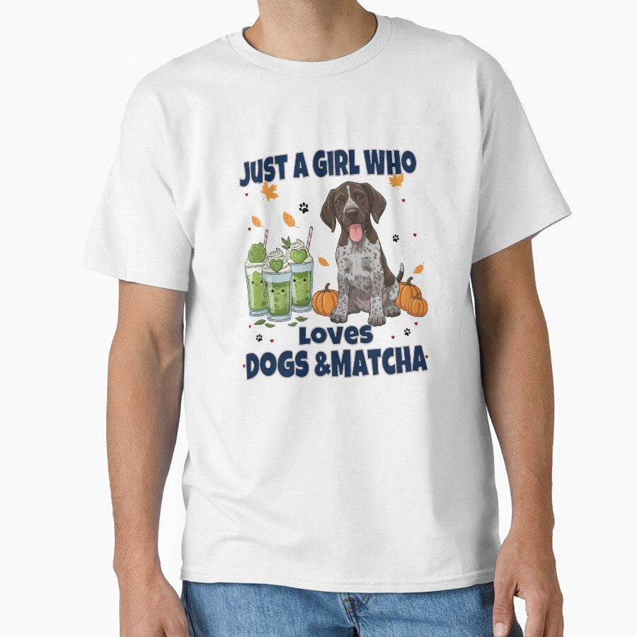 Just a Girl Who Loves Dogs & Matcha – German Shorthaired Pointer Puppy Cute Cartoon by The Real Life Symphony