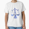 Libra Zodiac Symbol Silhouette Design With September Birthstone Sapphire Background by TacoRose