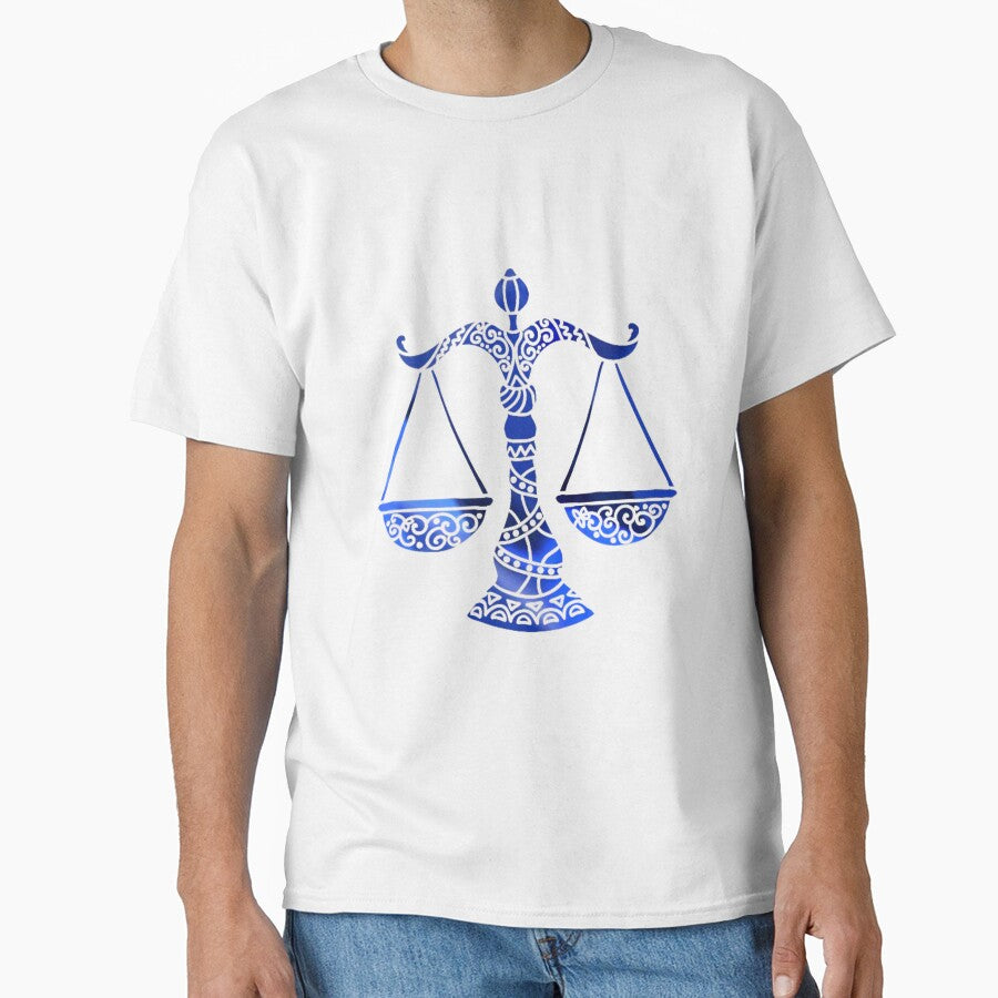 Libra Zodiac Symbol Silhouette Design With September Birthstone Sapphire Background by TacoRose