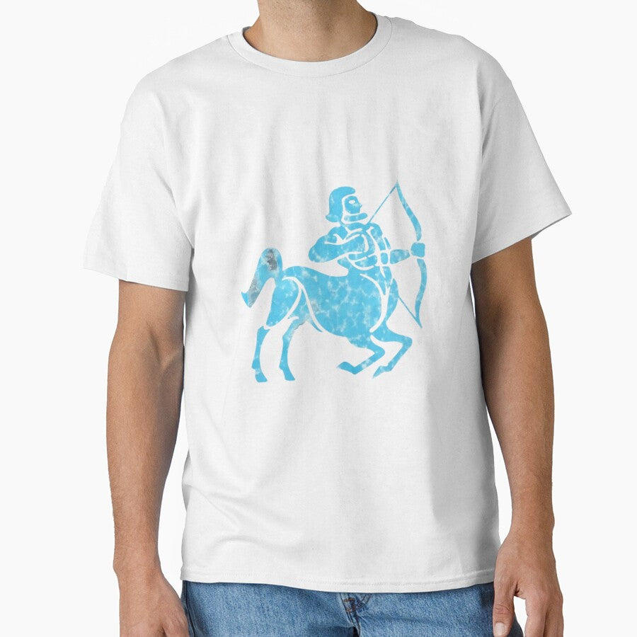 Sagittarius Zodiac Symbol Silhouette Design With December Birthstone Turquoise Background by TacoRose