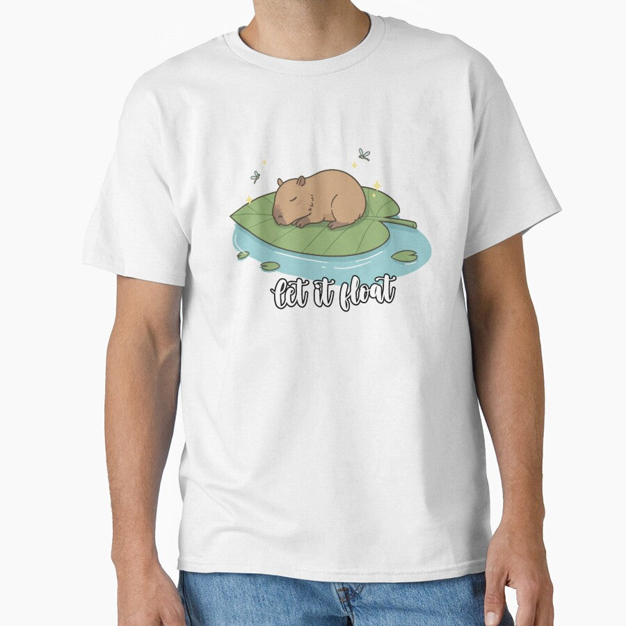 Let It Float – Chill Capybara Floating on Leaf Cute Relaxing Design by imaginariun