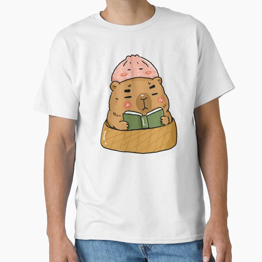 Book Lover Capybara Dumpling Hat Sticker | Awkward Animal Reading Club | Cute Kawaii Bookworm by chupichapa