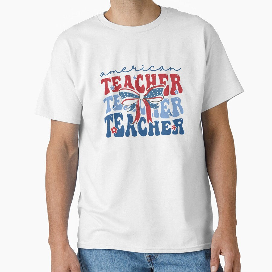 Patriotic American Teacher Appreciation Graphic Tee Design by Samuel-Rox
