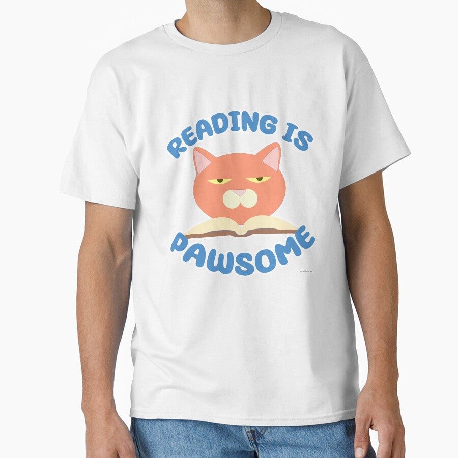 Reading is Pawsome Funny Bookworm Cat by mytshirtfort