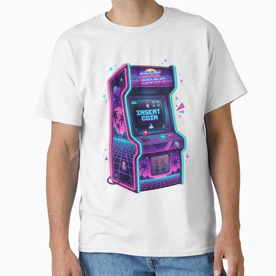 Retro 80s Arcade Cabinet Synthwave Neon Gaming Vintage by Arobinoz