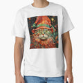 Trippy holiday cat print by dcrc
